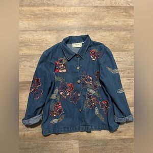 Vintage Denim Jacket with beads and sequins